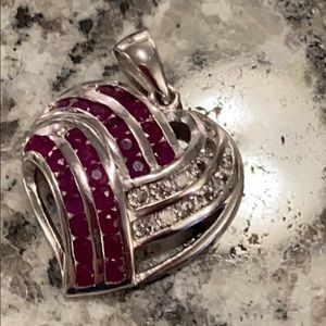 Ruby heart pendant silver